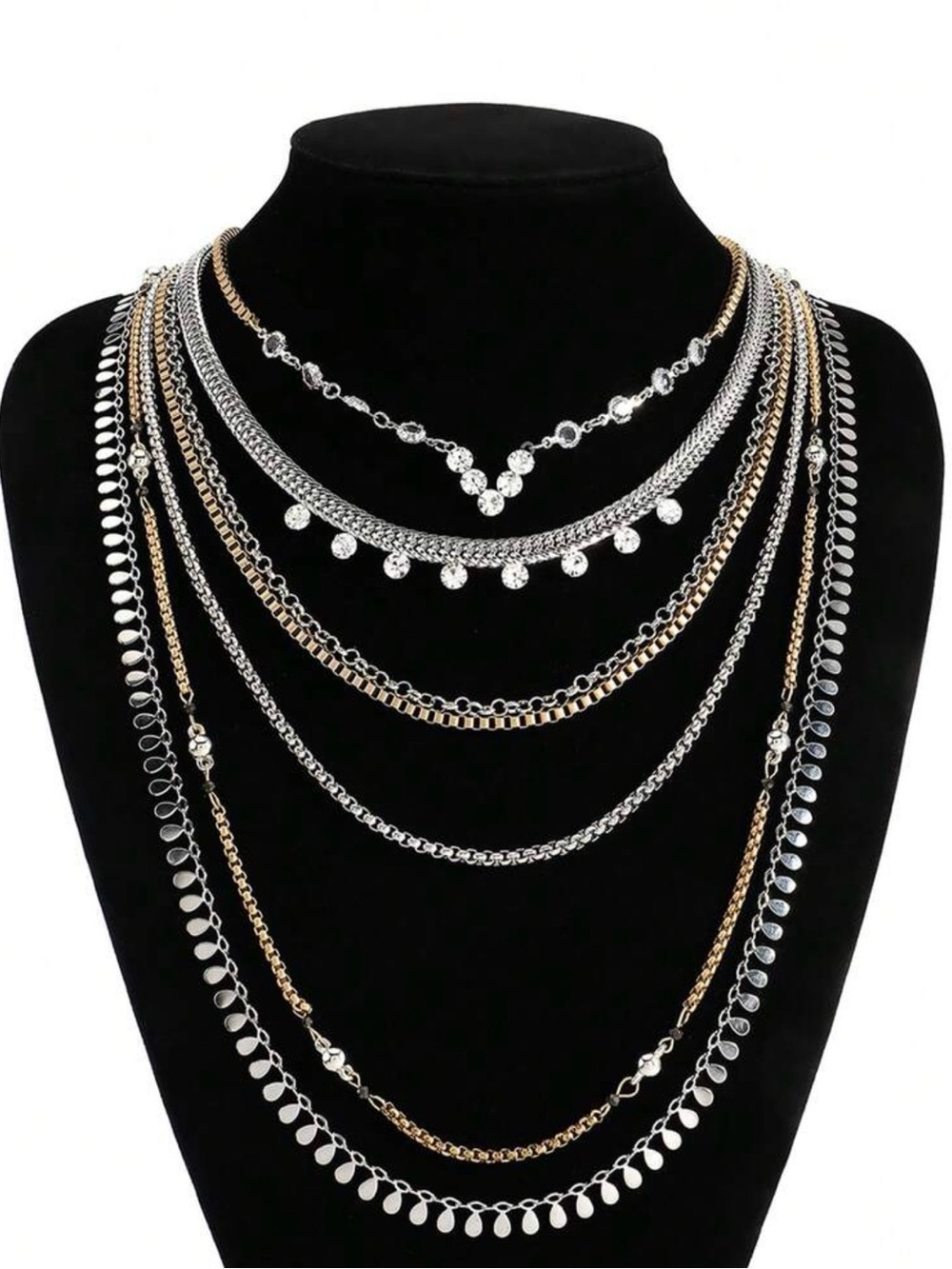 Zara Multi-Layer Mixed Metal Necklace - Silver & Gold - Picture 3 of 4